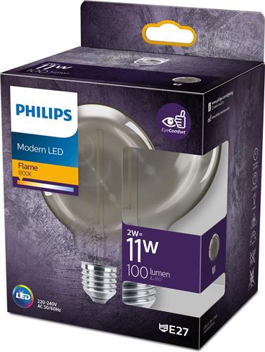 Philips Modern LED E27 - Lichtbron - Flame - 11W G93 smoky - Niet dimbaar