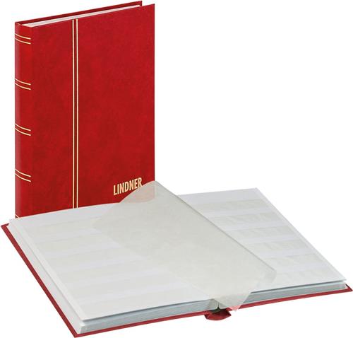 Lindner 1159 Postzegelalbum  Rood - KLEIN formaat - 32 blz. witte bladen - Postzegels - insteekalbum - insteek - compact  stockboek