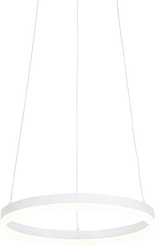 QAZQA anello - Moderne Dimbare LED Hanglamp met Dimmer - 1 lichts - Ø 40 cm - Wit - Woonkamer | Slaapkamer | Keuken