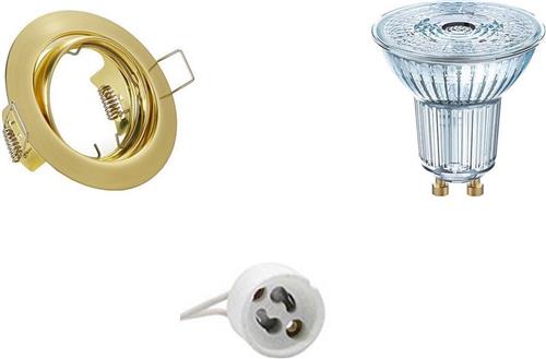 LED Spot Set - OSRAM Parathom PAR16 940 36D - GU10 Fitting - Dimbaar - Inbouw Rond - Mat Goud - 5.5W - Natuurlijk Wit 4000K - Kantelbaar Ø83mm