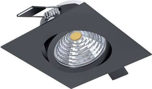 Richtbare led spot Saliceto vierkant - 6w - 2700K zwart