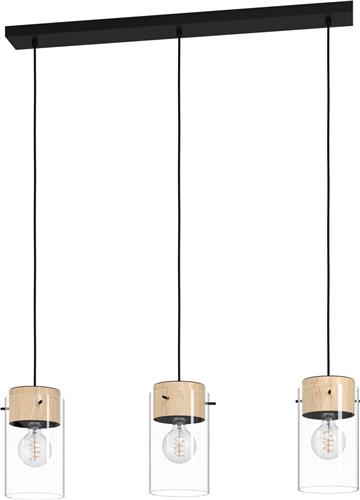 EGLO Madreselva Hanglamp - E27 - 119 cm - Zwart/Bruin