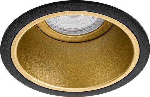 Spot Armatuur GU10 - Pragmi Minko Pro - GU10 Inbouwspot - Rond - Zwart/Goud - Aluminium - Verdiept - Ø90mm