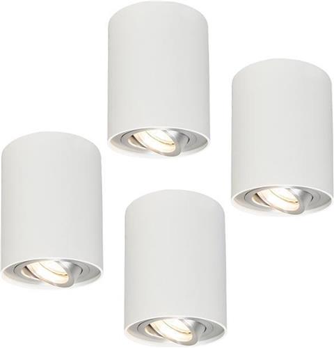 QAZQA rondoo up - Design Plafondlamp - 4 stuks - Ø 95 mm - Wit - Woonkamer | Slaapkamer | Keuken