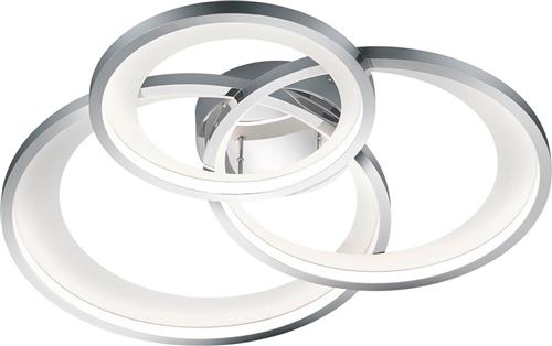 LED Plafondlamp - Trion Granity XL - 36W - Warm Wit 3000K - Dimbaar - Ovaal - Mat Chroom - Aluminium