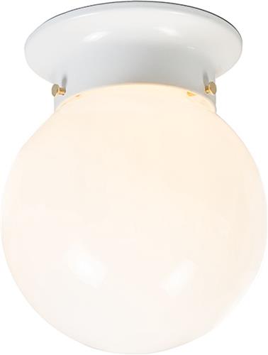 QAZQA Scoop - Retro Plafondlamp - 1 lichts - Ø 150 mm - Wit - Woonkamer | Slaapkamer | Keuken