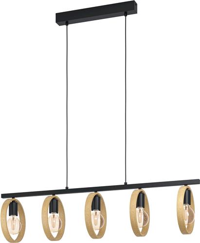 EGLO Ipsden Hanglamp - E27 - 100,5 cm - Zwart/Bruin