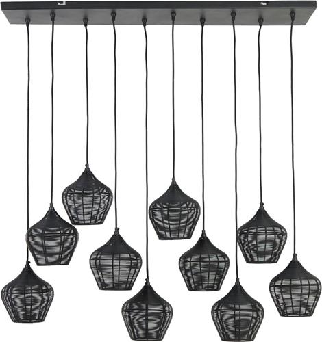 Light & Living Hanglamp Alvaro - Zwart - 120x25x29,5cm - 10L - Modern - Hanglampen Eetkamer, Slaapkamer, Woonkamer