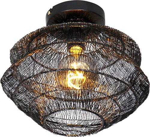 QAZQA vadi - Oosterse Plafondlamp - 1 lichts - Ø 250 mm - Zwart - Woonkamer | Slaapkamer | Keuken