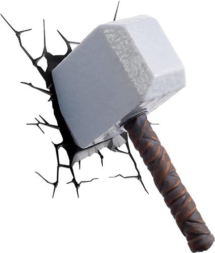 3DLightFX Thor Hammer Lamp - Wandlamp - Marvel Lamp - Lamp Kinderkamer - Nachtlamp - Draadloos