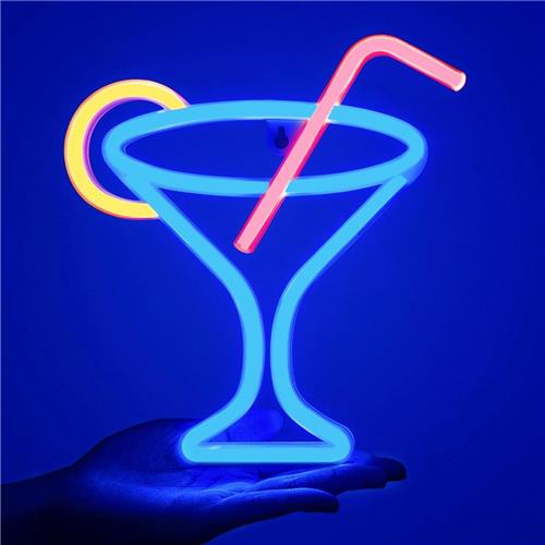 BOTC Neon Lamp - Wandlamp - Neon Verlichting - Neon Led Lamp - Cocktail - Blauw/Roze