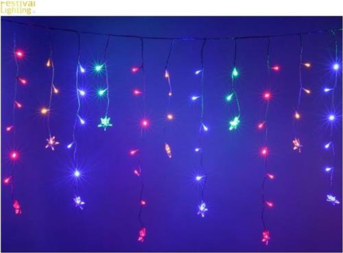 Lichtgordijn 100LED met sterren IP44 2x 0,7m - MULTICOLOR - Multicolore - Kunststof - SILUMEN