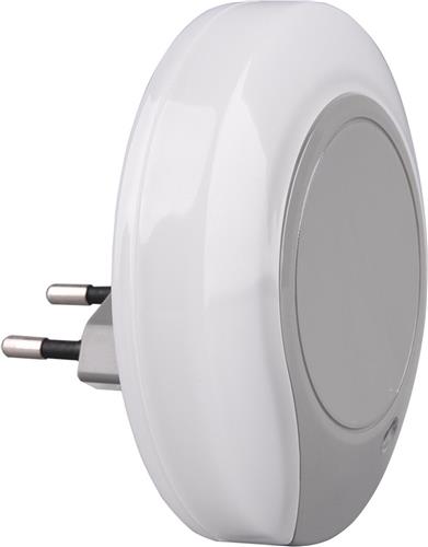 Stekkerlamp - Stekkerspot met Dag en Nacht Sensor Incl. Schakelaar - Torna Jiko - 0.4W - Warm Wit 3000K - Rond - Mat Grijs - Kunststof