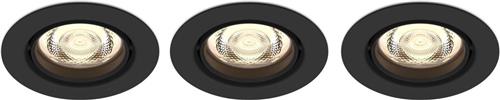 Philips Impala inbouwspot - 3-lichts - zwart - rond