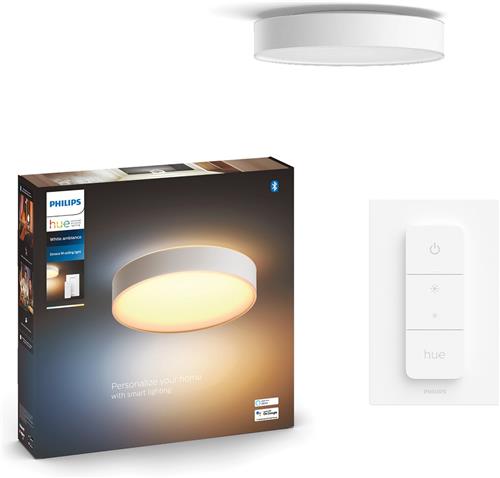 Philips Hue Enrave plafondlamp - warm tot koelwit licht - wit - 55cm - 1 dimmer switch