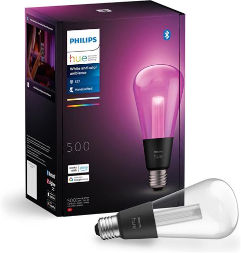 Philips Hue Lightguide edisonlamp ST72 - wit en gekleurd licht - E27