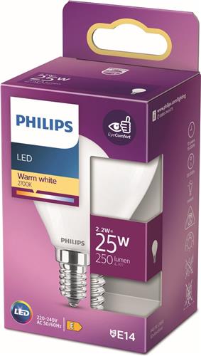 Philips LED Kogellamp - E14 - Mat - 25W - Warm Wit Licht