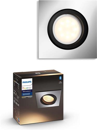 Philips Hue Milliskin recessed Inbouwspot uitbreiding - White Ambiance - GU10 - Metaal - 5W - Vierkant - Bluetooth