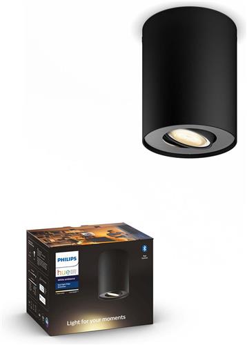 Philips Hue Pillar opbouwspot - warm tot koelwit licht - 1-spot - zwart