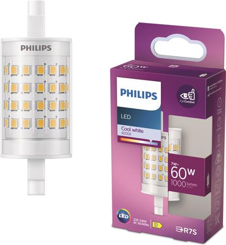 Philips LED Staaflamp Transparant - 60 W - R7S - koelwit licht