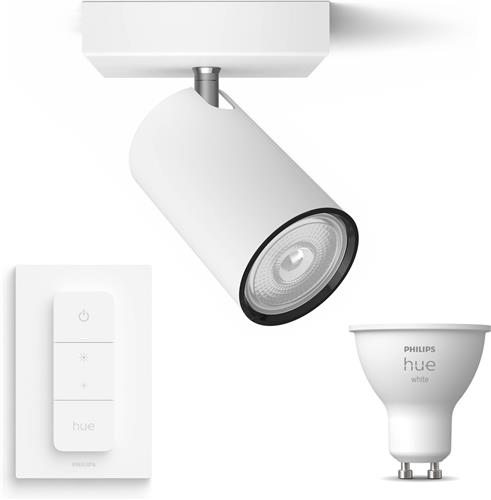 Philips myLiving Kosipo Opbouwspot Wit - 1 Lichtpunt - Spotjes Opbouw Incl. Philips Hue White GU10 & Dimmer - Bluetooth