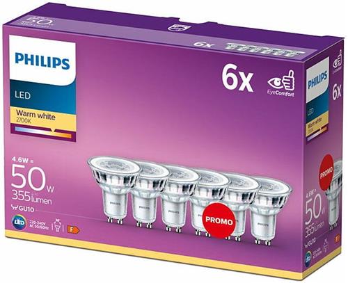 Philips energiezuinige LED Spot - 50 W - GU10 - warmwit licht - 6 stuks