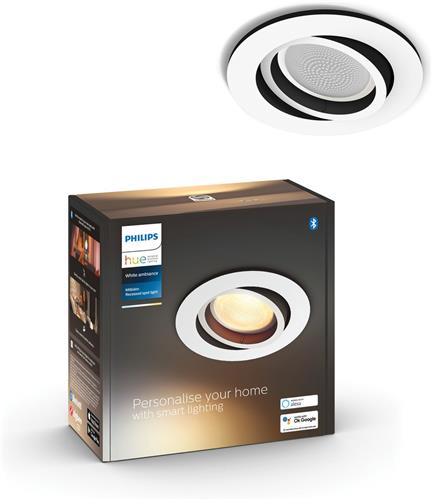 Philips Hue Milliskin inbouwspot - warm- tot koelwit licht - 1-pack - wit - rond - GU10