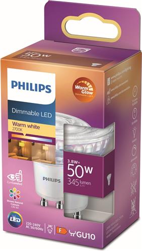 Philips LED Spot - 50 W - GU10 - Dimbaar warmwit licht