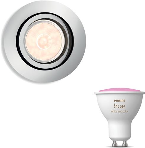 Philips Hue Donegal Inbouwspot (Chroom) - Rond - GU10 - Wit en Gekleurd Licht - Hue White and Color Ambiance