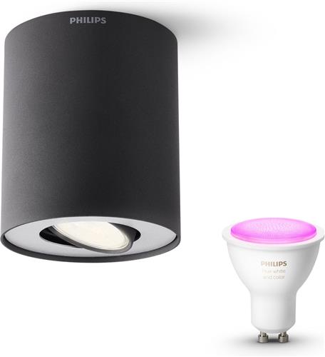 Philips Hue Pillar Opbouwspot (Zwart) - Wit en Gekleurd Licht - Plafondspot met 1 Lichtpunt - GU10 - Hue White and Color Ambiance