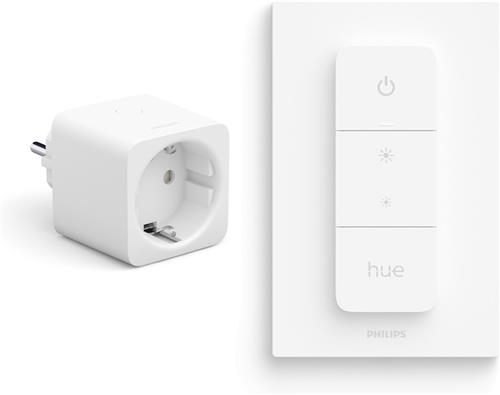 Philips Hue Voordeelbundel met 1 Hue Slimme Stekker voor België en Frankrijk (Type E) en 1 Hue Dimmer Switch - Hue Accessoires