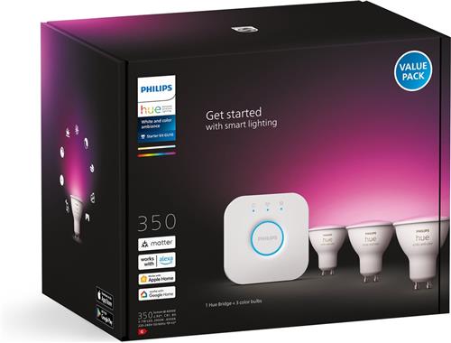 Philips Hue starterkit - wit en gekleurd licht - 3-lampen - GU10