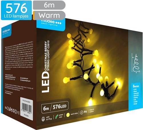 Modee Lichtsnoer Kerst 6 Meter - Kerstverlichting voor Buiten en Binnen - 576 LED Lampjes - 8 Lichtstanden - IP44 - 2700K - Warm Wit Licht - Per stuk