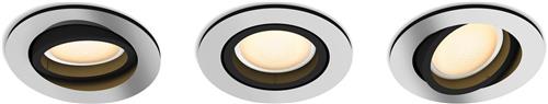 Philips Hue Milliskin inbouwspot - warm- tot koelwit licht - 3-pack - aluminium - rond - GU10