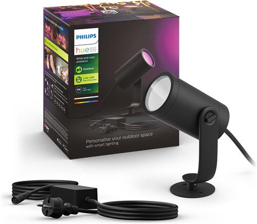 Philips Hue Lily tuinspot - wit en gekleurd licht - 1-spot - zwart - laagspanning - basis