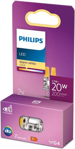 Energiezuinige Philips LED Capsule Transparant - 20 W - G4 - warmwit licht - 2 stuks - Bespaar op energiekosten