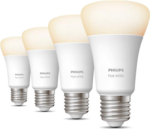 Philips Hue Uitbreidingspakket - E27 - met 4 Standaard Lampen - Warmwit Licht - Hue White