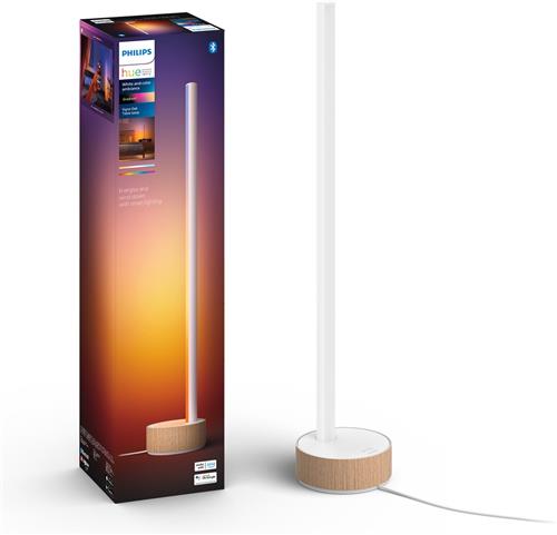 Philips Hue gradient Signe tafellamp - wit en gekleurd licht - houtkleurig