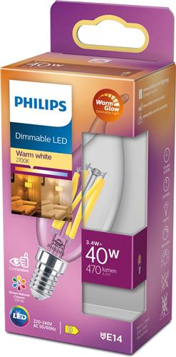 Philips LED kaarslamp - E14 kaarslamp - 3.4W (40W) -2700K - Warm wit - Dimbaar