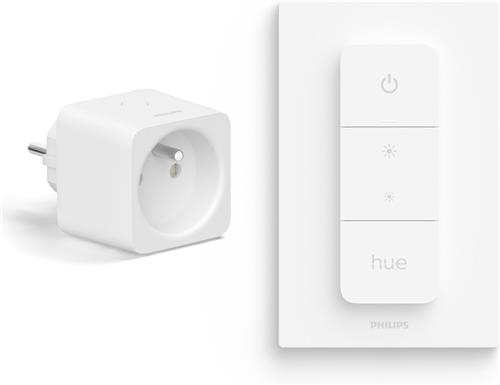 Philips Hue Voordeelbundel met 1 Hue Slimme Stekker voor België en Frankrijk (Type E) en 1 Hue Dimmer Switch - Hue Accessoires