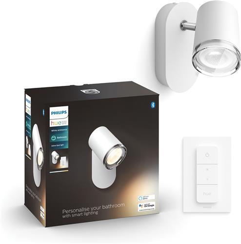 Philips Hue Adore Opbouwspot Badkamer - White Ambiance - GU10 - Wit - 5,5W - Bluetooth - incl. Dimmer Switch