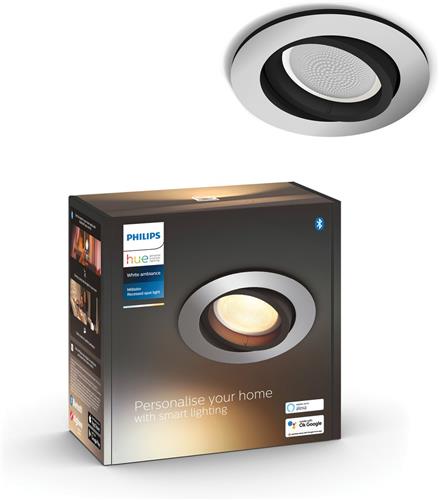 Philips Hue Milliskin recessed Inbouwspot uitbreiding - White Ambiance - GU10 - Metaal - 5W - Rond - Bluetooth