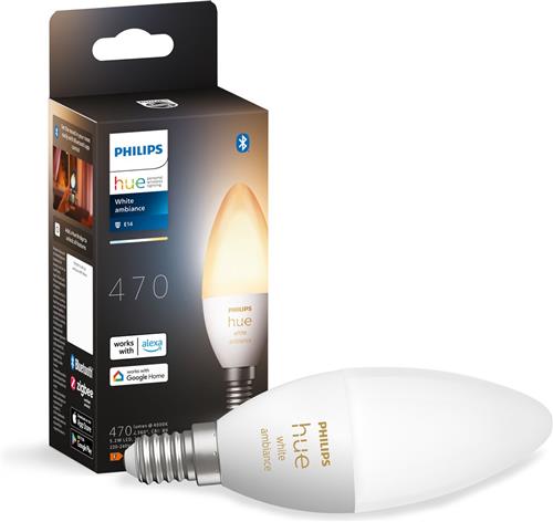 Philips Hue Kaarslamp Lichtbron E14 - warm tot koelwit licht - 5,2W - Bluetooth