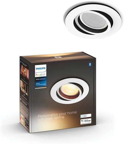 Philips Hue Milliskin recessed Inbouwspot uitbreiding - warm tot koelwit licht - GU10 - Wit - 5W - Rond - Bluetooth