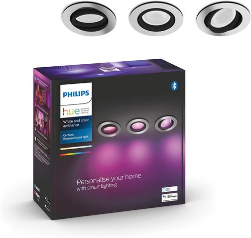 Philips Hue Centura inbouwspot - White and Color Ambiance - 3-pack - aluminium - rond - Bluetooth