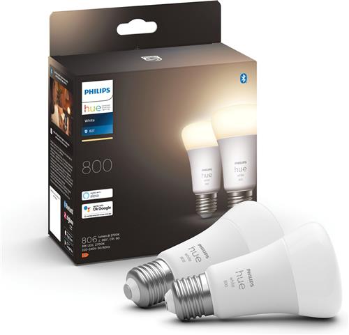 Philips Hue Slimme Lichtbron E27 Duopack - zachtwit licht - 9W - Bluetooth - 2 Stuks