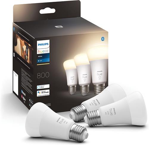 Philips Hue White standaard lamp mat dimbaar (3-pack) - E27 9W 800lm 2700K 230V