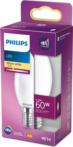 Philips LED Kaars Mat - 60 W - E14 - warmwit licht