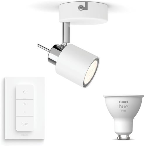 Philips Hue Meranti Opbouwspot (Wit) - Warmwit Licht - Incl. Hue Dimmer Switch - Wandspot of Plafondspot met 1 Lichtpunt - GU10 - Hue White