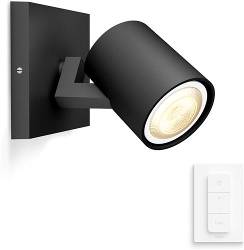 Philips Hue Runner opbouwspot - warm- tot koelwit licht - 1-spot - zwart - 1 dimmer switch - GU10